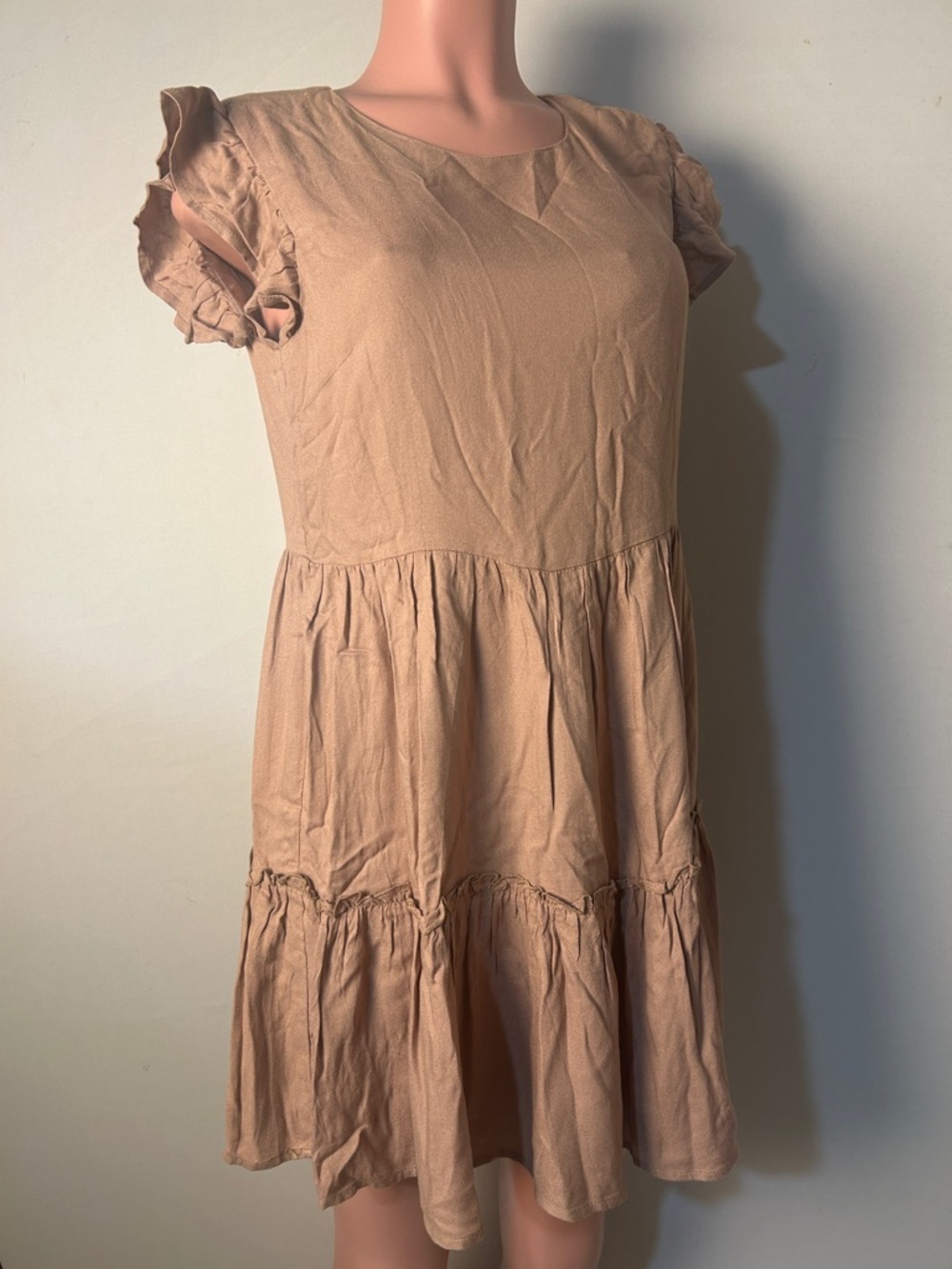 Lelis Collection Smocked Tiered Lined Mini Dress  Short Sleeve Size Medium